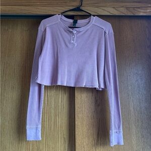 Wild Fable Pink Buttoned Crop Top